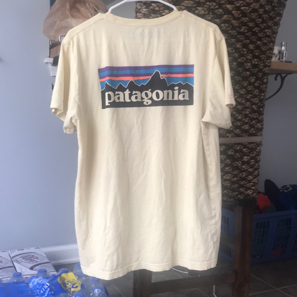 Patagonia Logo Responsibility Tee in Pale Yellow